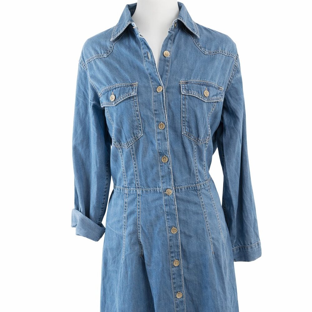 NWT New Glory Denim Shirt Dress | Size M | Button Front - Picture 4 of 9